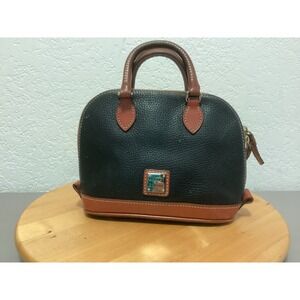 Dooney & Bourke Satchel Bag Womens Small Black Brown Pebbled Leather Zip Top